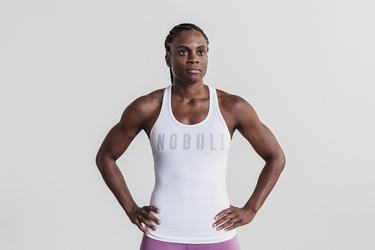 Nobull Racerback Women's Tank Tops White | Australia (SD1834)